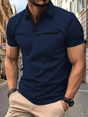 Men's Full Size Collared Neck Short Sleeve Polo Plus Size Navy / S
