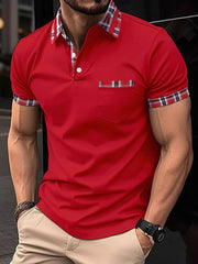 Men's Full Size Collared Neck Short Sleeve Polo Plus Size Red / S
