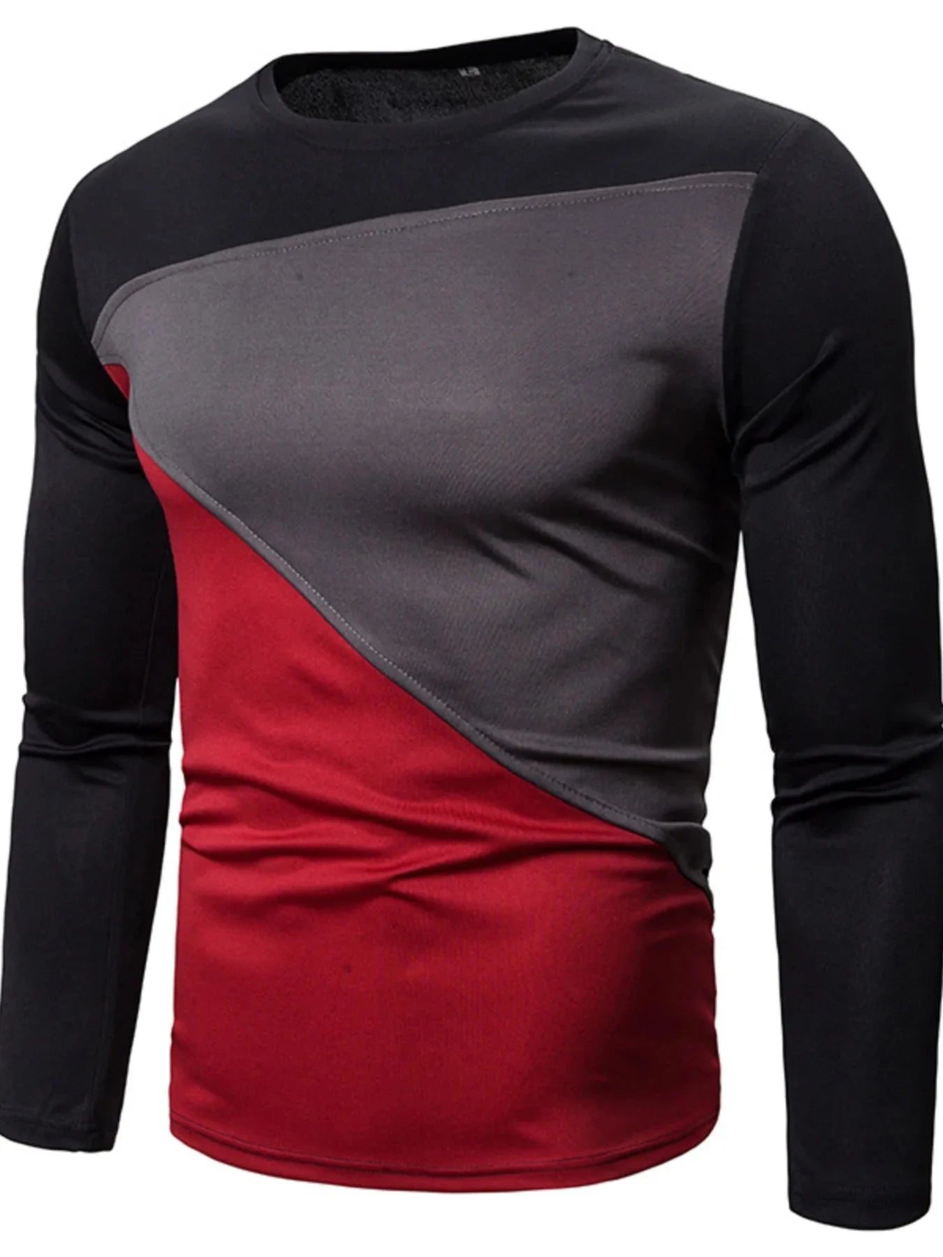 Men's Full Size Color Block Long Sleeve T-Shirt Plus Size Black / S
