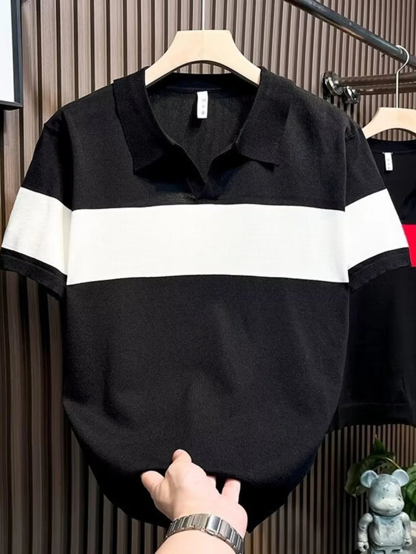 Men's Full Size Color Block Short Sleeve Polo Plus Size White / S