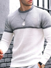 Men's Full Size Contrast Round Neck Long Sleeve T-Shirt White / S