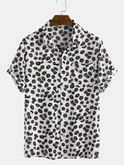 Men's Full Size Daisy Print Button Up Shirt Plus Size Black / S