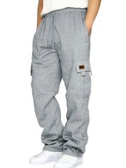 Men's Full Size Drawstring Pants with Pockets Plus Size Gray / S