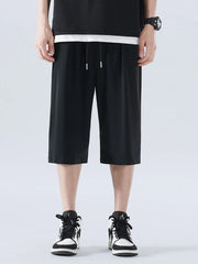 Men's Full Size Drawstring Shorts with Pockets Plus Size Black / S