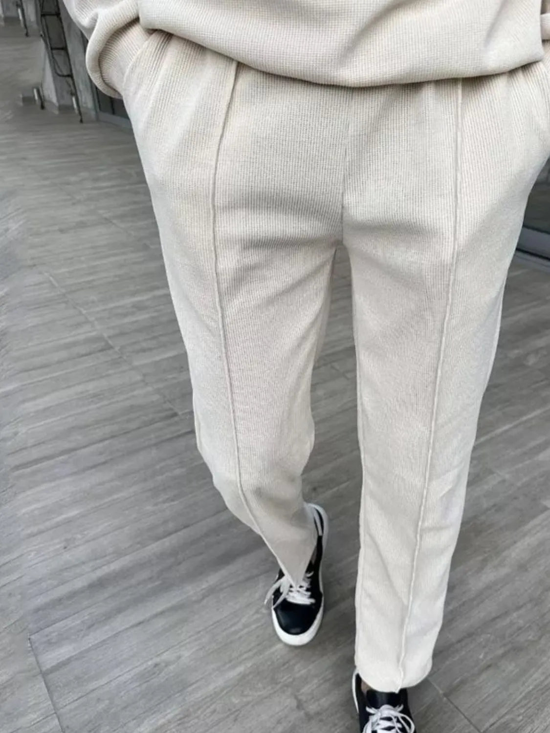 Men's Full Size Half Zip Long Sleeve Top and Pants Plus Size