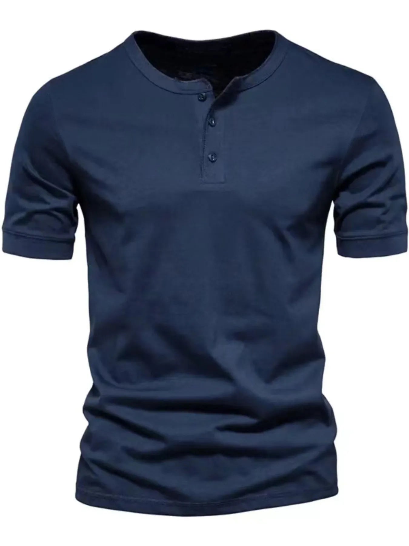 Men's Full Size Henley Style T-Shirt with Button Detail Plus Size Navy Blue / S