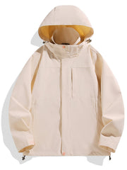 Men's Full Size Hooded Windproof Casual Jacket Plus Size Pale Blush / S