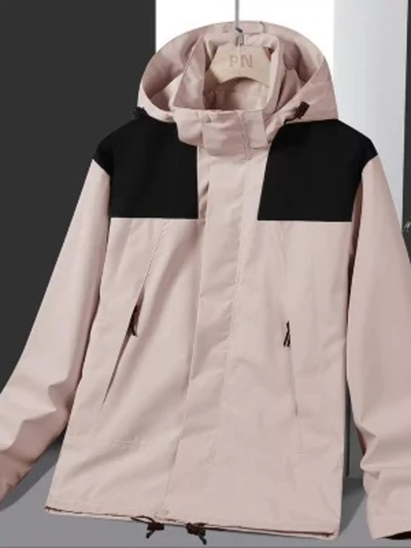 Men's Full Size Hooded Windproof Outdoor Jacket Plus Size Ivory White / XS