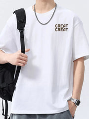 Men's Full Size Letter Round Neck Short Sleeve T-Shirt Plus Size