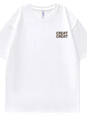 Men's Full Size Letter Round Neck Short Sleeve T-Shirt Plus Size White / S