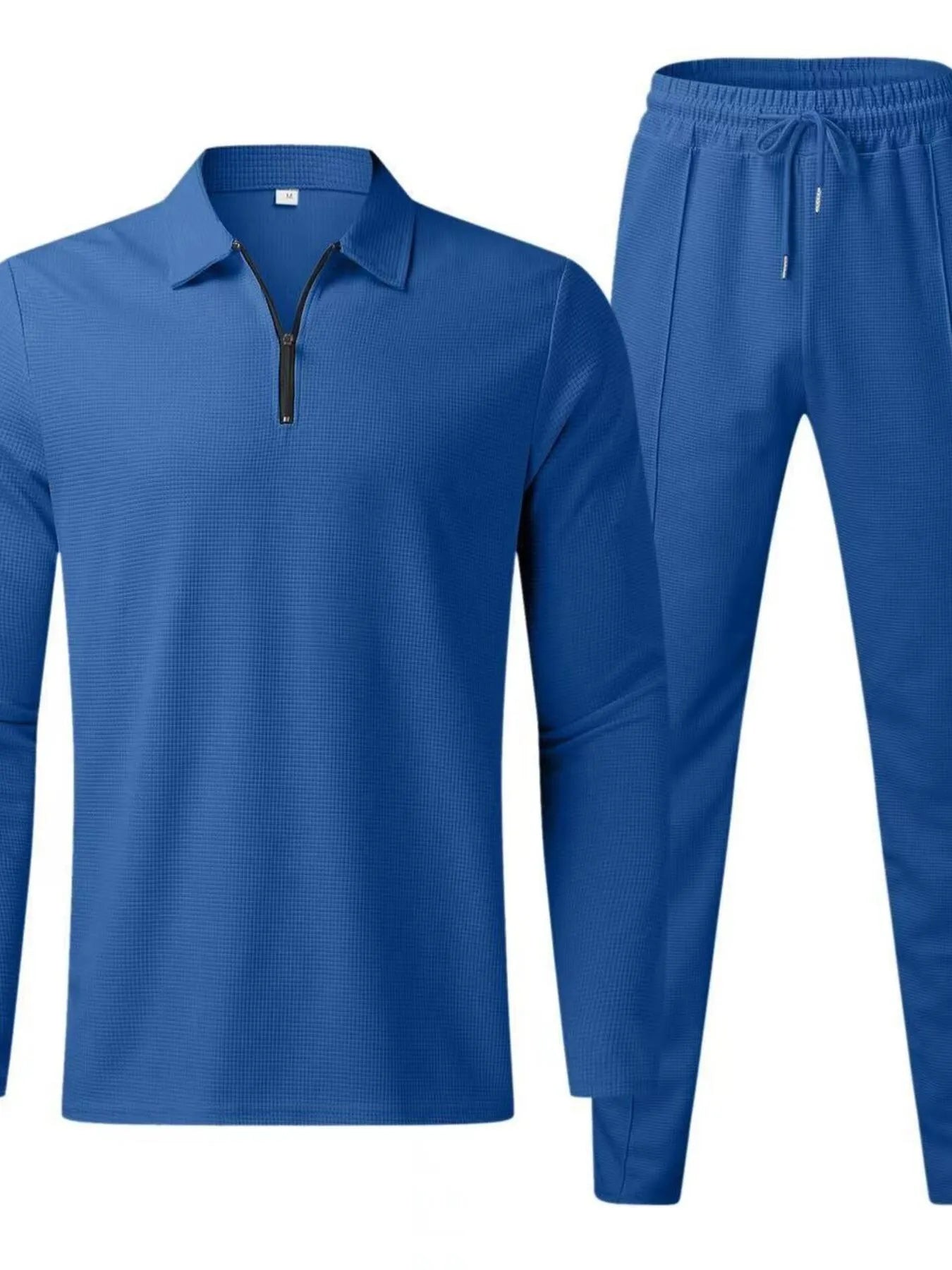 Men's Full Size Long Sleeve Top and Pants Set Plus Size Royal Blue / S