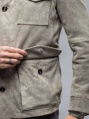 Men's Full Size Multi-Pocket Long Sleeve Jacket Plus Size