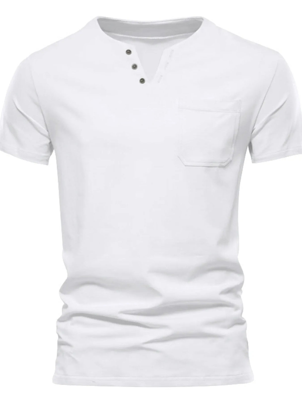Men's Full Size Notched Henley T-Shirt with Chest Pocket Plus Size White / S
