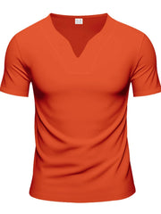 Men's Full Size Notched Short Sleeve T-Shirt Plus Size
