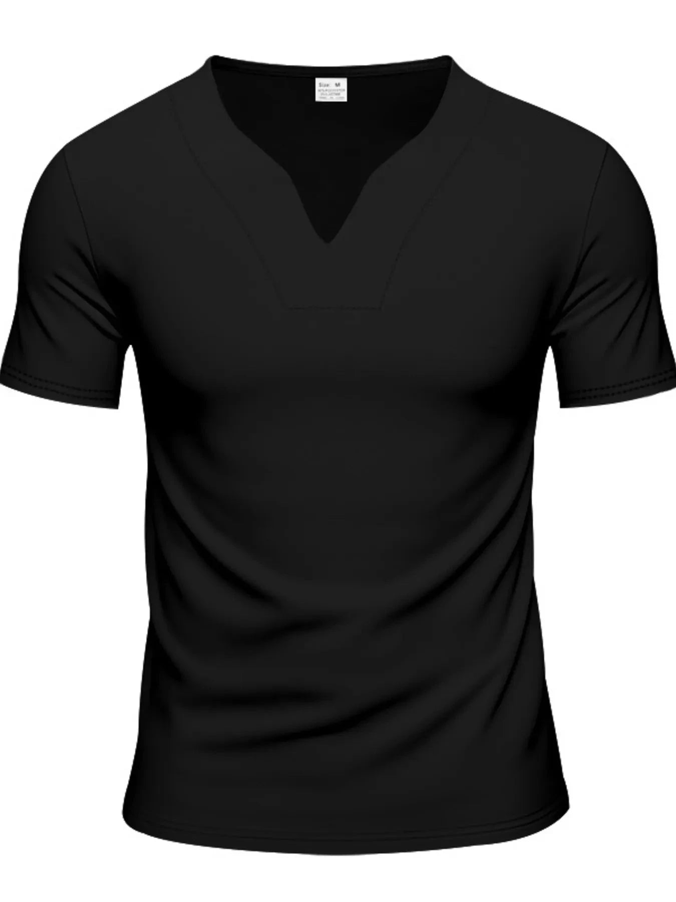 Men's Full Size Notched Short Sleeve T-Shirt Plus Size Black / S