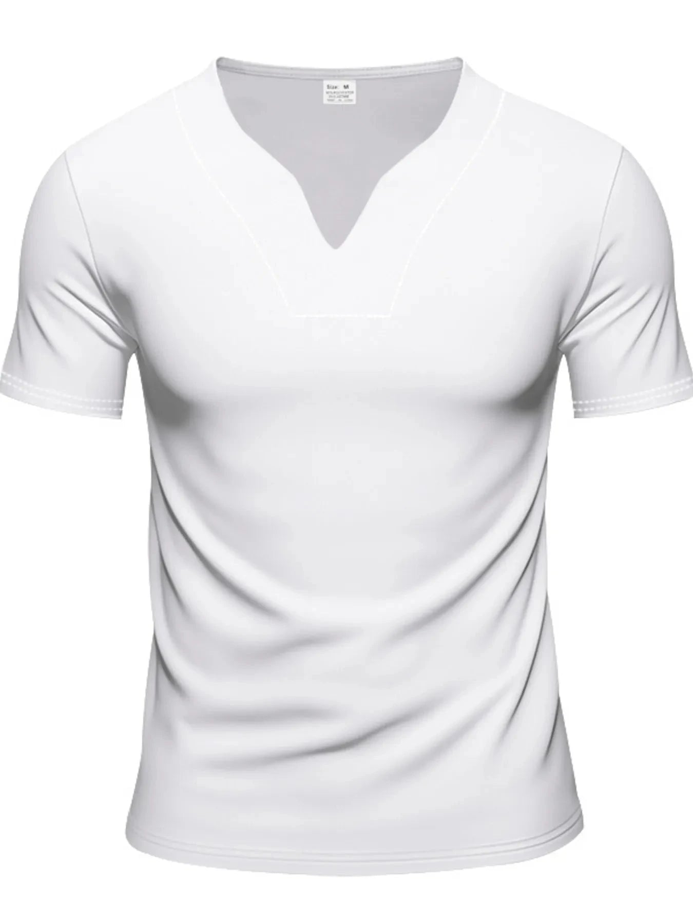 Men's Full Size Notched Short Sleeve T-Shirt Plus Size White / S