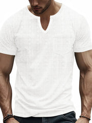 Men's Full Size Notched Short Sleeve T-Shirt Plus Size White / S