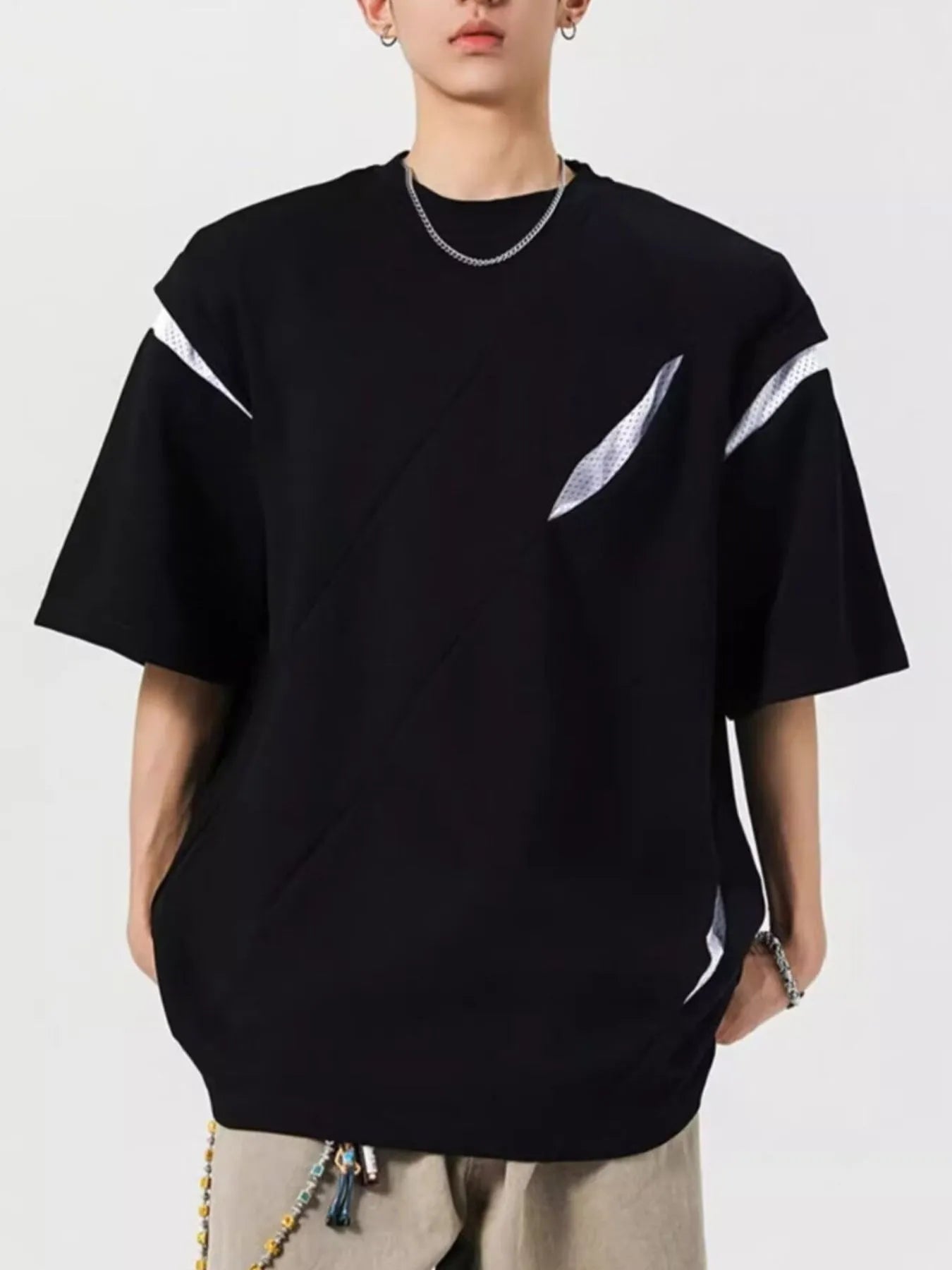 Men's Full Size Oversized Streetwear Short Sleeve T-Shirt Plus Size Black / S