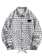 Men's Full Size Plaid Button Up Casual Jacket Plus Size