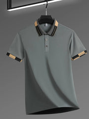 Men's Full Size Plus Size Button Detail Short Sleeve Polo Plus Size Dark Gray / S
