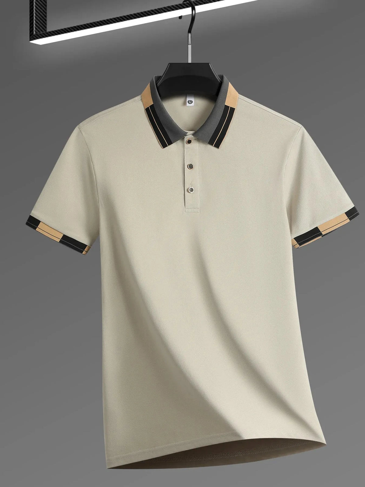 Men's Full Size Plus Size Button Detail Short Sleeve Polo Plus Size Khaki / S