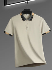 Men's Full Size Plus Size Button Detail Short Sleeve Polo Plus Size Khaki / S
