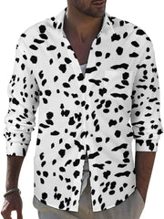 Men's Full Size Printed Button Up Long Sleeve Shirt Plus Size White / S