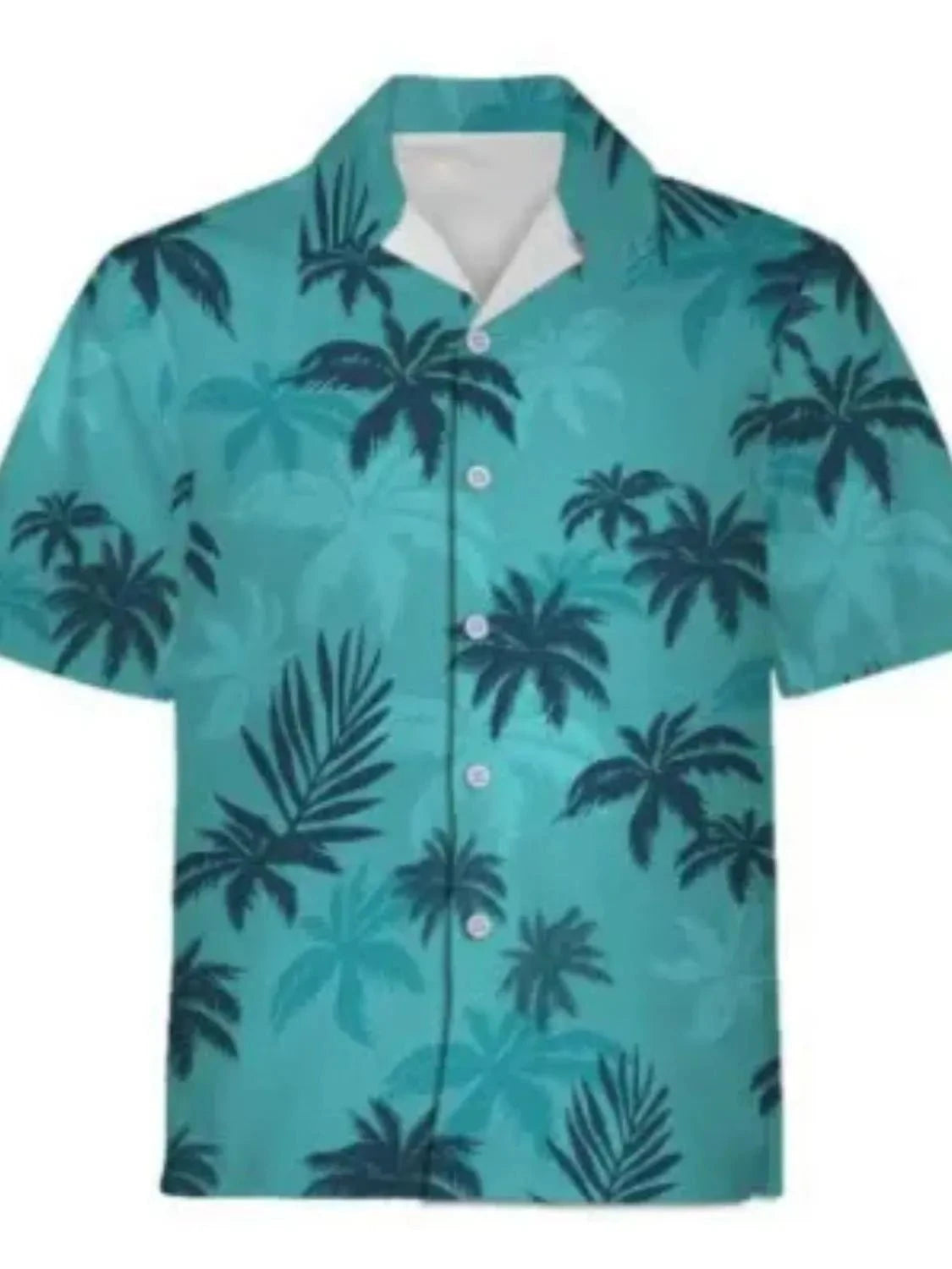 Men's Full Size Printed Button Up Short Sleeve Shirt Plus Size Turquoise / S