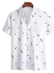 Men's Full Size Printed Button Up Short Sleeve Shirt Plus Size White / S