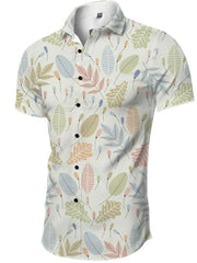 Men's Full Size Printed Collared Neck Shirt Plus Size Beige / S