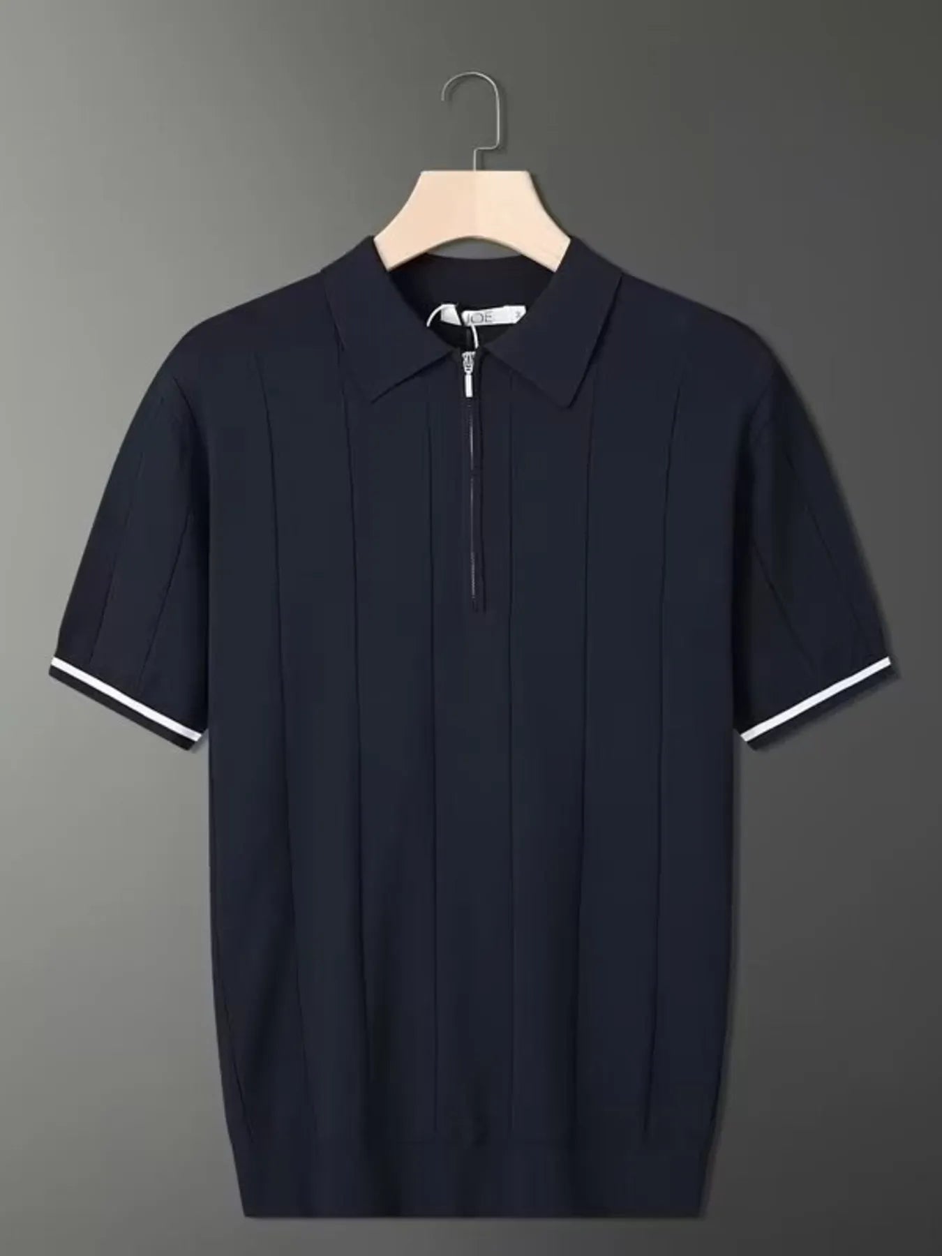 Men's Full Size Quarter Zip Short Sleeve Polo Plus Size Navy / S