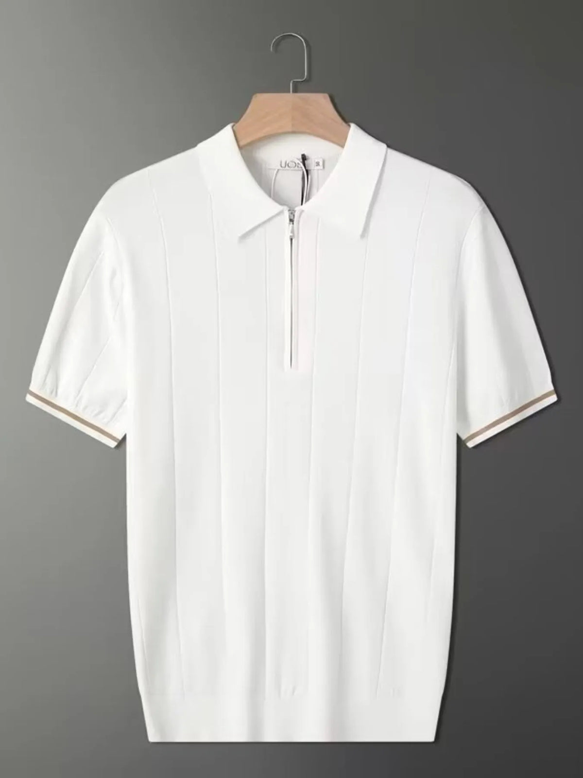 Men's Full Size Quarter Zip Short Sleeve Polo Plus Size White / S