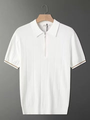 Men's Full Size Quarter Zip Short Sleeve Polo Plus Size White / S