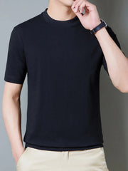 Men's Full Size Round Neck Short Sleeve T-Shirt Plus Size Black / S