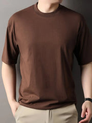 Men's Full Size Round Neck Short Sleeve T-Shirt Plus Size Brown / S