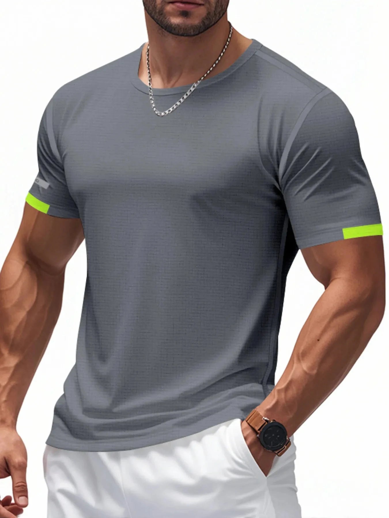 Men's Full Size Round Neck Short Sleeve T-Shirt Plus Size Dark Gray / S