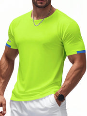 Men's Full Size Round Neck Short Sleeve T-Shirt Plus Size Fluorescent Green / S