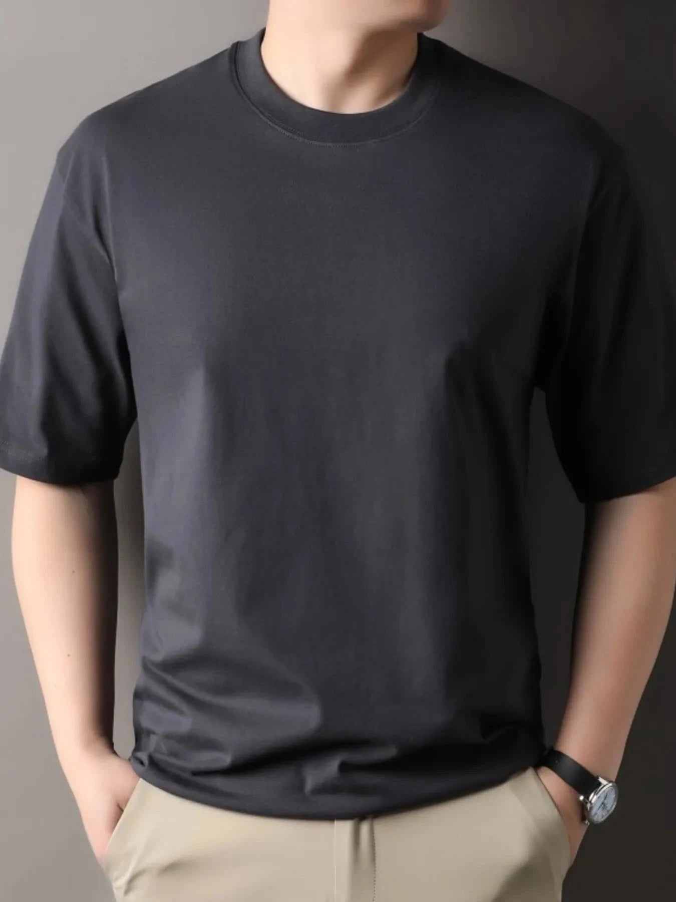 Men's Full Size Round Neck Short Sleeve T-Shirt Plus Size Grey / S