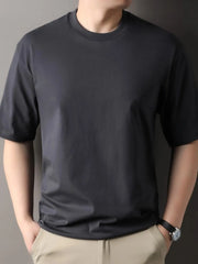 Men's Full Size Round Neck Short Sleeve T-Shirt Plus Size Grey / S