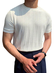 Men's Full Size Round Neck Short Sleeve T-Shirt Plus Size Ivory / M