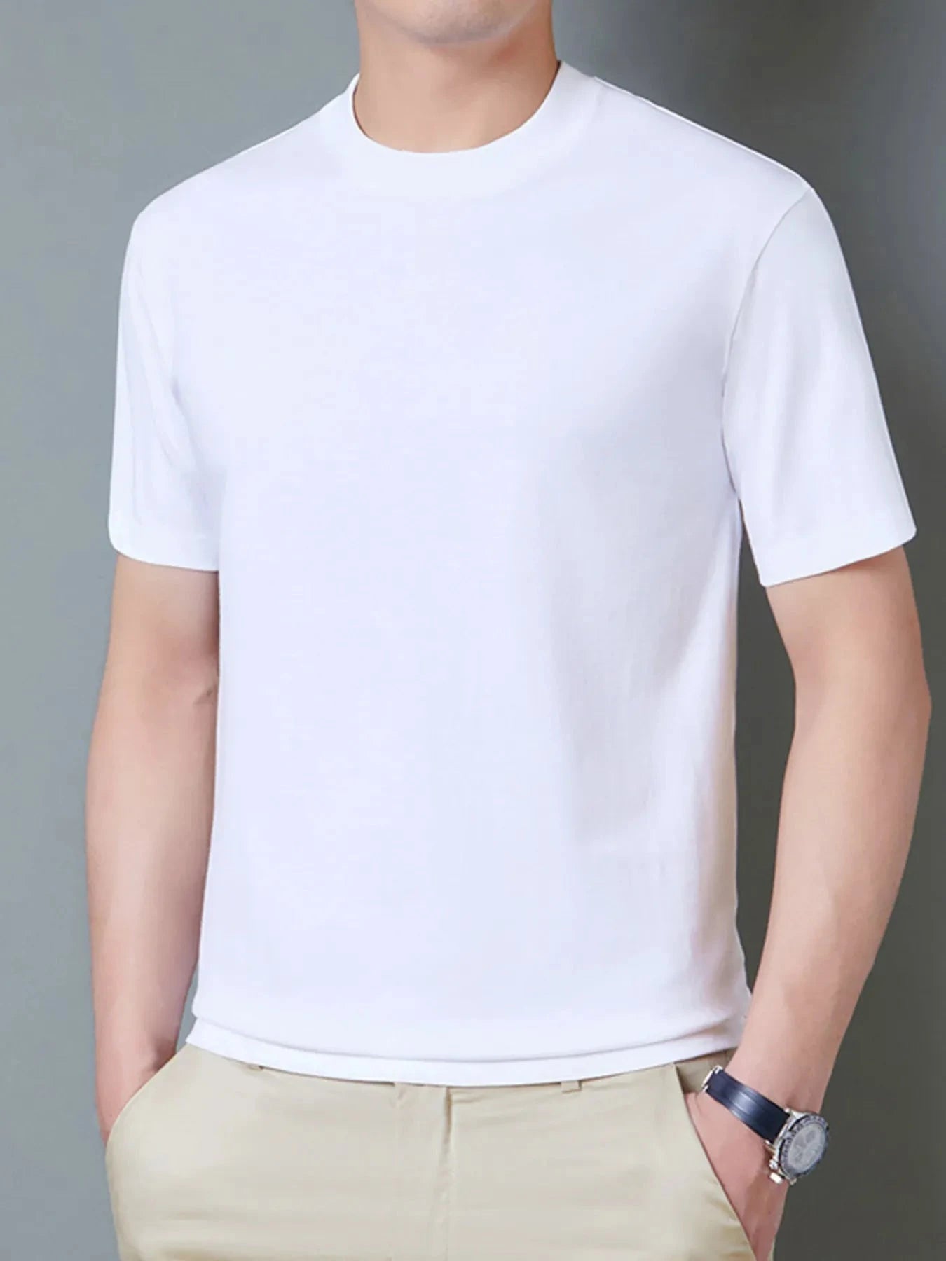 Men's Full Size Round Neck Short Sleeve T-Shirt Plus Size White / S