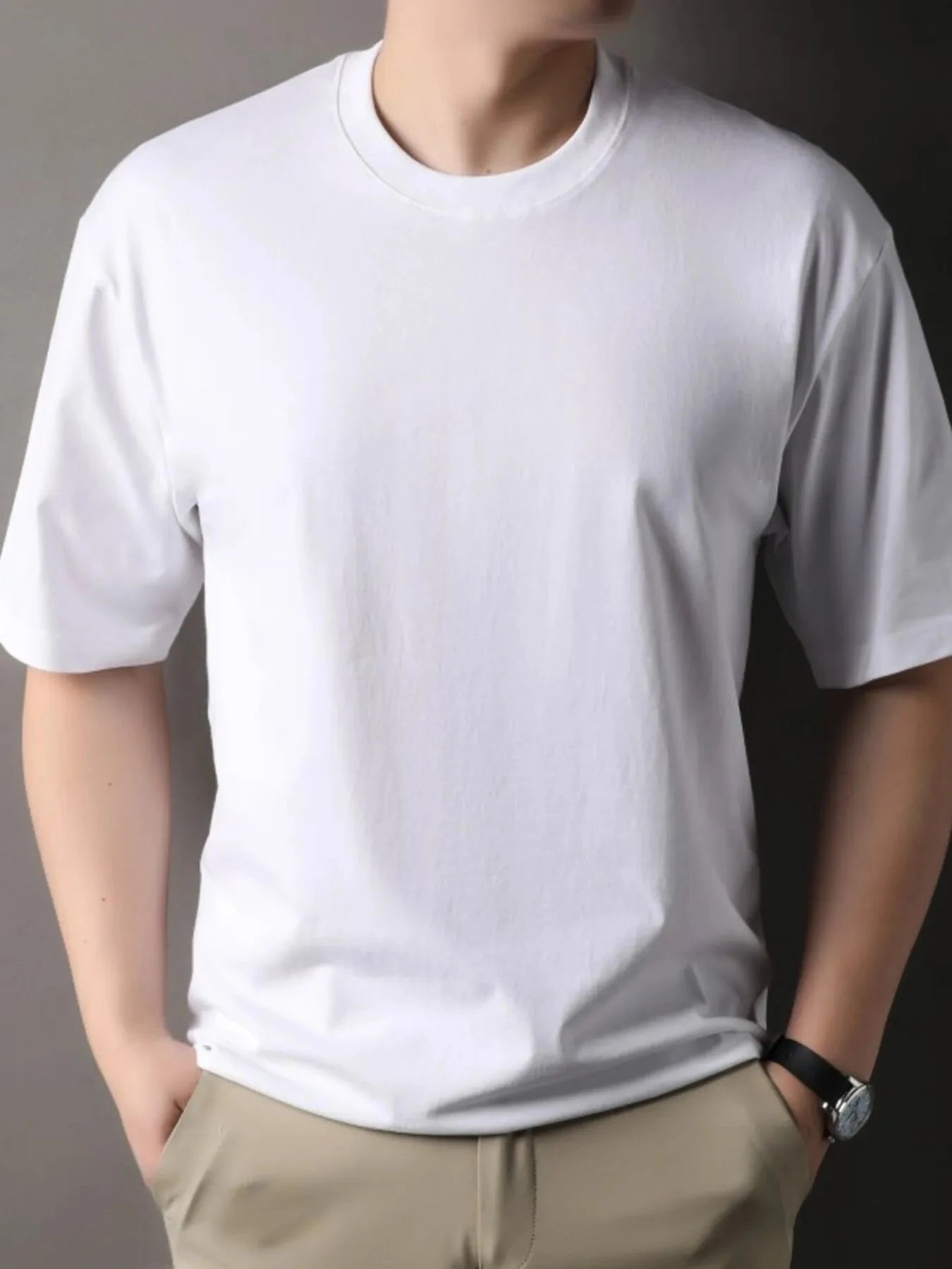 Men's Full Size Round Neck Short Sleeve T-Shirt Plus Size White / S
