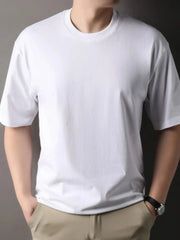 Men's Full Size Round Neck Short Sleeve T-Shirt Plus Size White / S