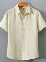 Men's Full Size Short Sleeve Button-Up Shirt Plus Size Apricot / S