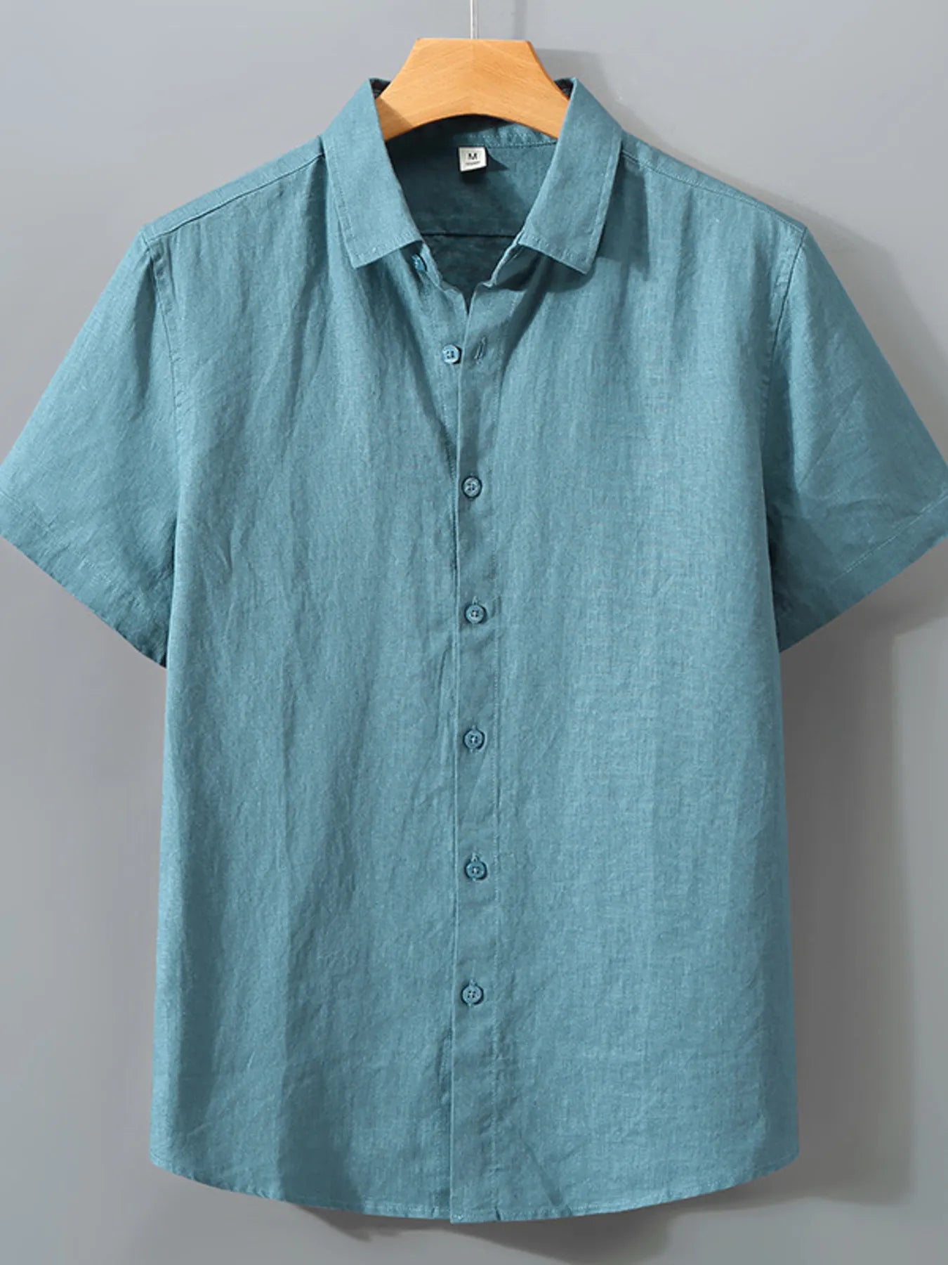Men's Full Size Short Sleeve Button-Up Shirt Plus Size Plan / S