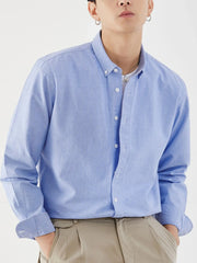 Men's Full Size Striped Button Up Long Sleeve Shirt Plus Size