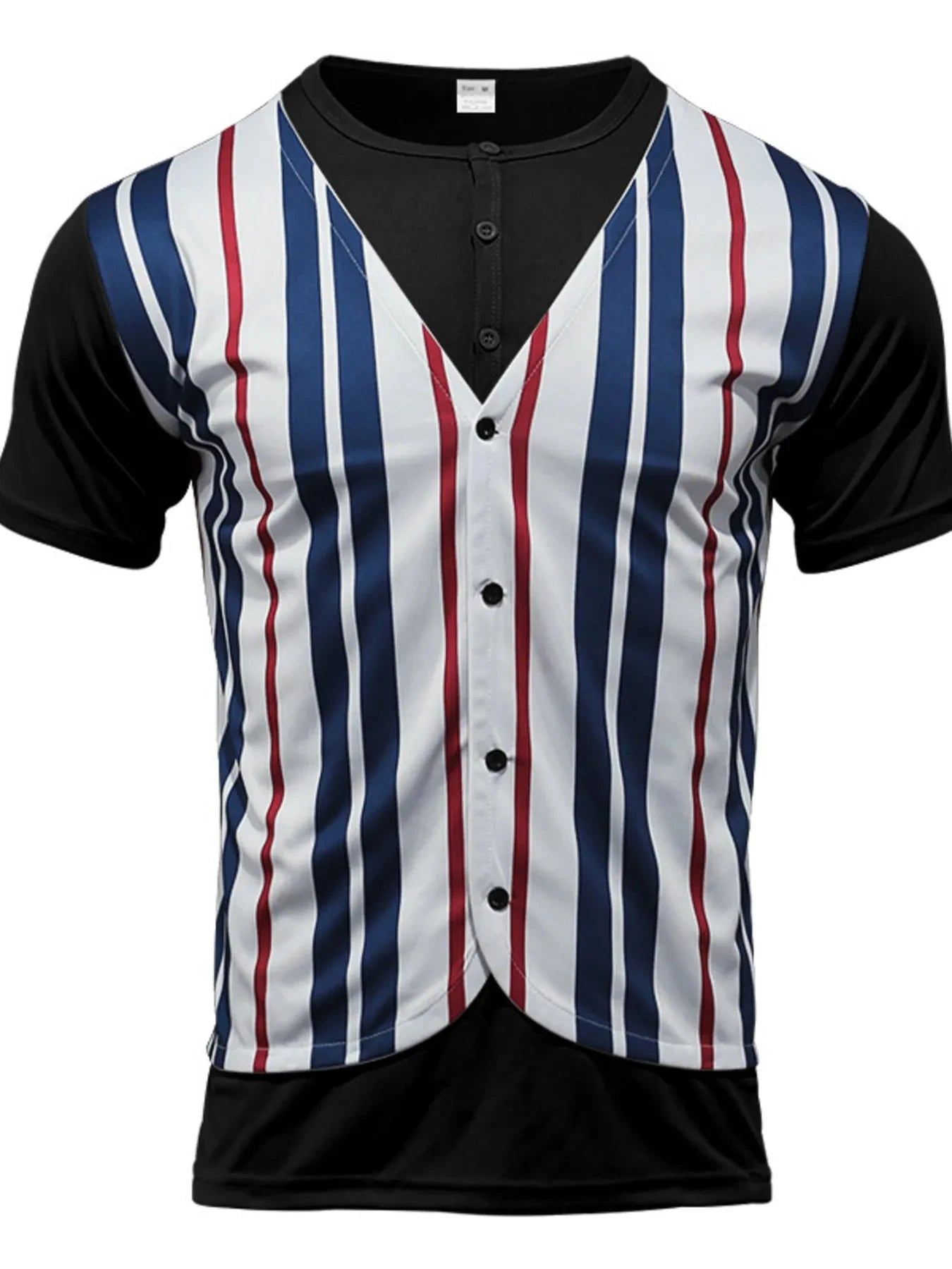 Men's Full Size Striped Short Sleeve T-Shirt Plus Size Black / S