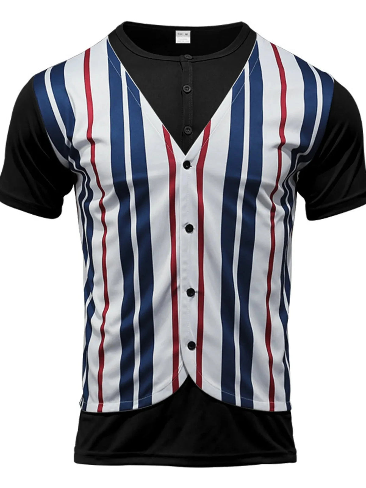Men's Full Size Striped Short Sleeve T-Shirt Plus Size Black / S