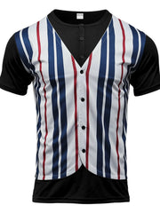 Men's Full Size Striped Short Sleeve T-Shirt Plus Size Black / S