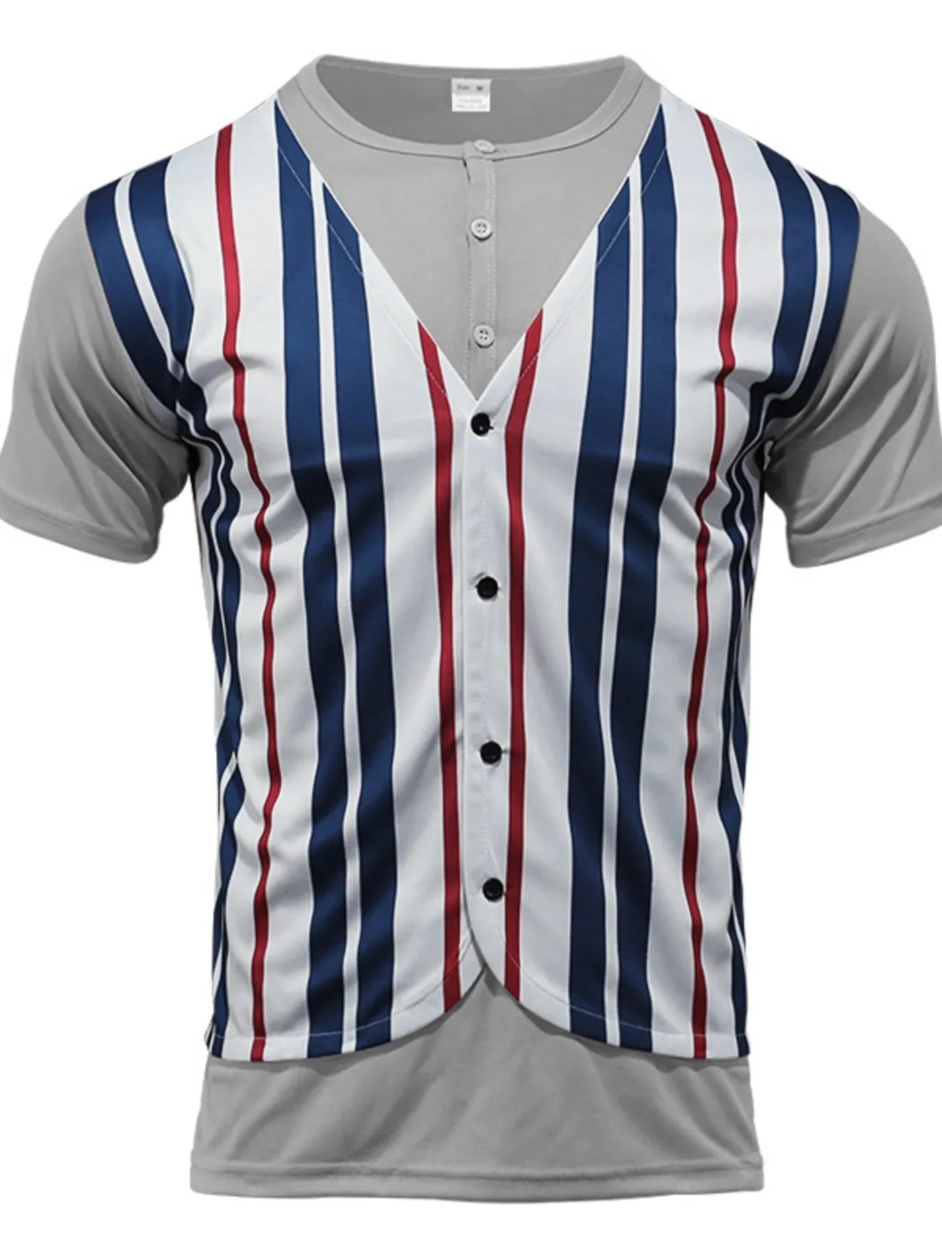 Men's Full Size Striped Short Sleeve T-Shirt Plus Size Light Gray / S